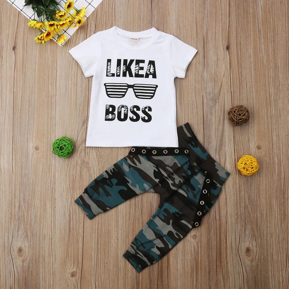 Newborn Infant Toddler Baby Boy Clothes Set Kids Boys Cute Short Sleeve T-Shirt Top+Pants Outfits Clothing Set