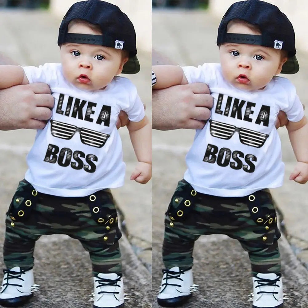 Newborn Infant Toddler Baby Boy Clothes Set Kids Boys Cute Short Sleeve T-Shirt Top+Pants Outfits Clothing Set