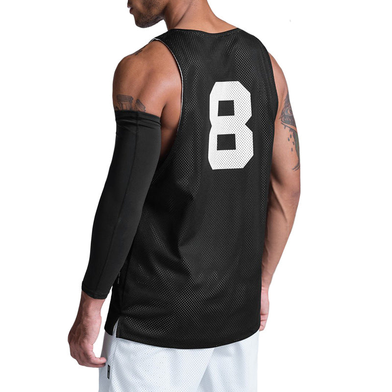 Summer New Fitness Vest Men's Loose Large Size Mesh Double-Sided Quick-Drying Breathable Sports Sleeveless t-Shirt Basketball Clothing