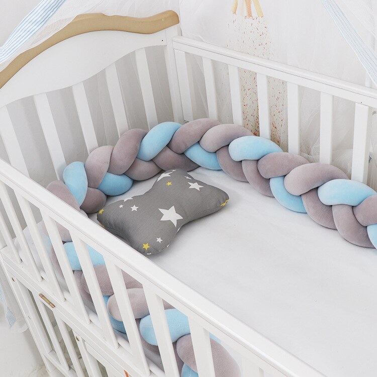 100cmBaby Bumper Bed Braid Knot Pillow Cushion Bumper for Infant Kids Crib Protector Cot Bumper Room Decor Anti-collision Bumper