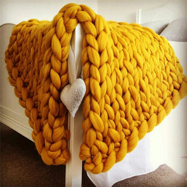 Sofa Cover Chunky Knitted Blankets Handmade Bedspreads Super Thick Yarn Merino Wool Soft Blanket Warm Winter Throw Blanket