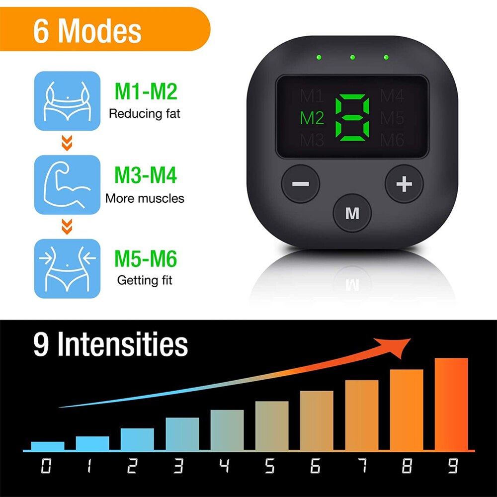 EMS Muscle Stimulator with LED Display USB Rechargeable Abdominal Belt Work Out Power Fitness Abdominal Men Women