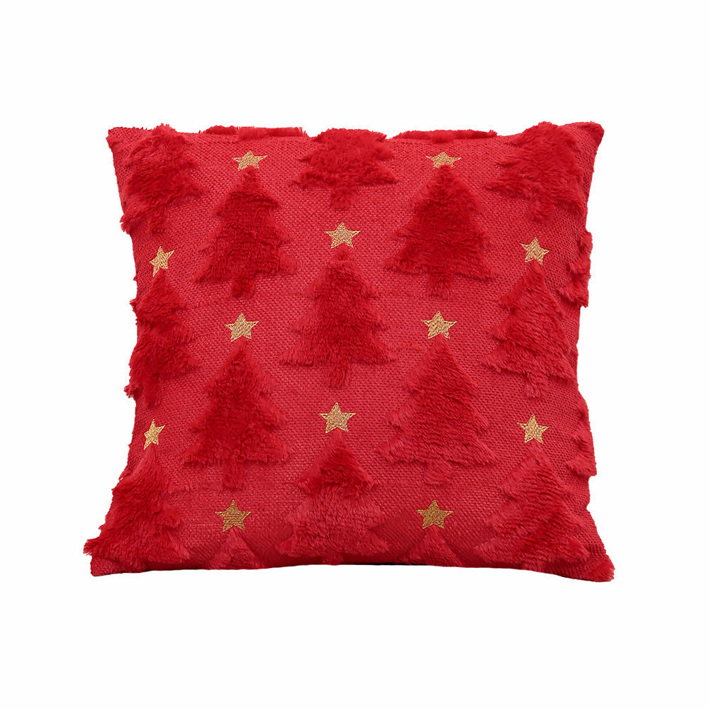 Plush embroidery Christmas holiday living room sofa pillow cover bed cushion cover bedroom bay window cushion pillow cover