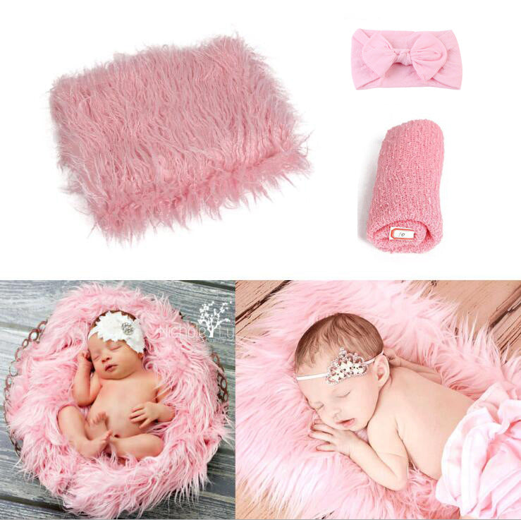 3pcs Baby Photography Props Photo Wraps Studio Photography Blankets 100-Day Baby Photo Props