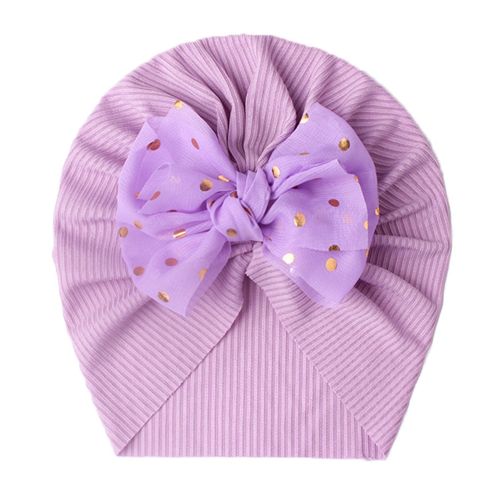 INS European and American Seasonal New Thread Baby Headwear Children's Bow Tie Pullover Cap Cap Baby