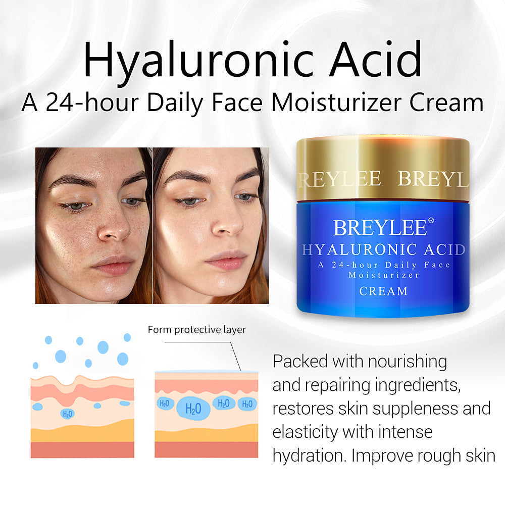 BREYLEE Face Cream Hyaluronic Acid Moisturizing Day Cream Retinol Anti Wrinkle Vitamin C Whitening Skin Care Acne Treatment 40g