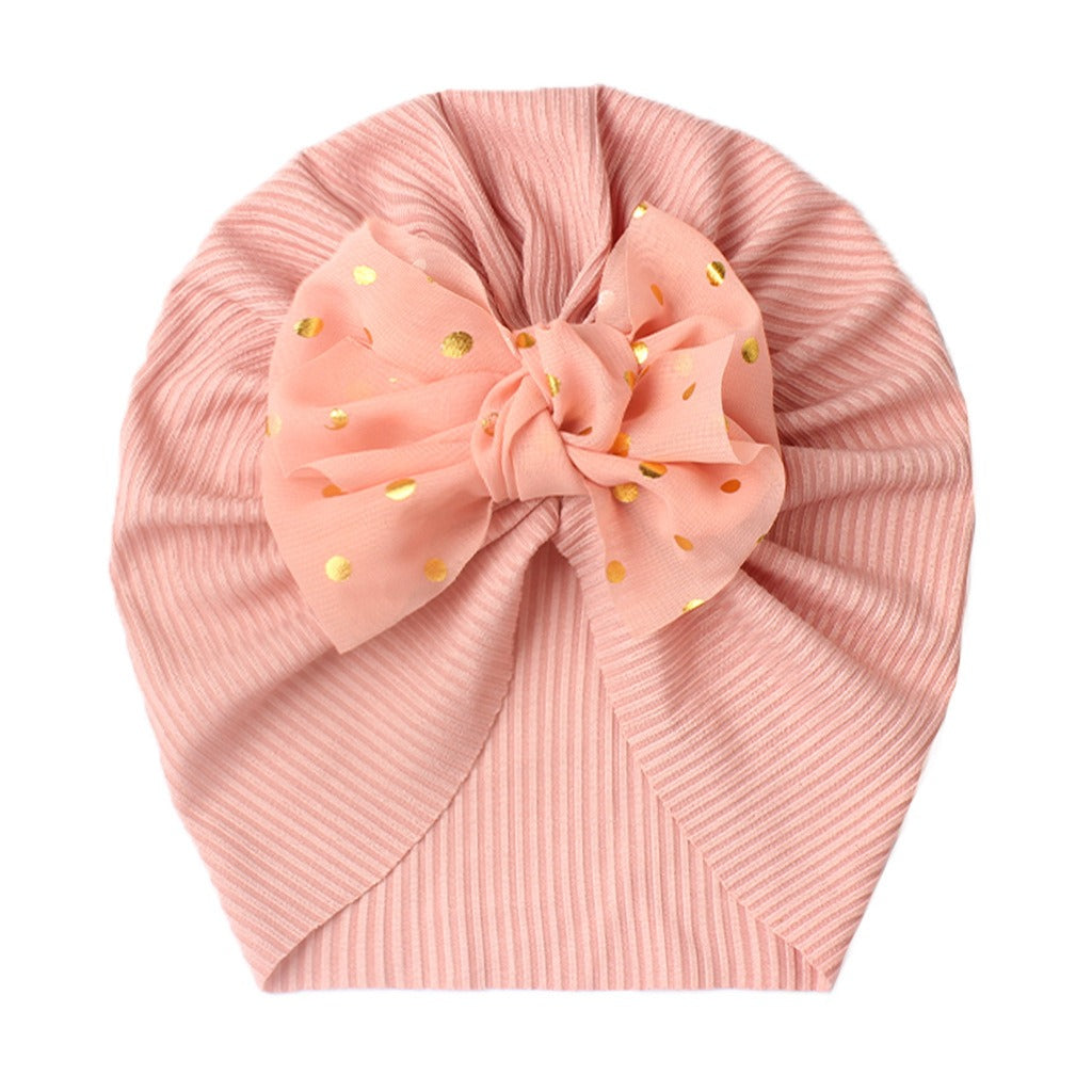 INS European and American Seasonal New Thread Baby Headwear Children's Bow Tie Pullover Cap Cap Baby