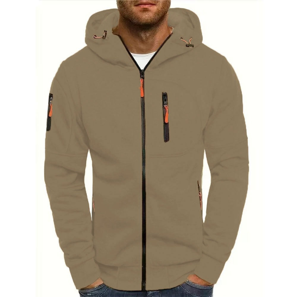 New men's sports, fitness, leisure jacquard hoodie, cardigan, hooded jacket