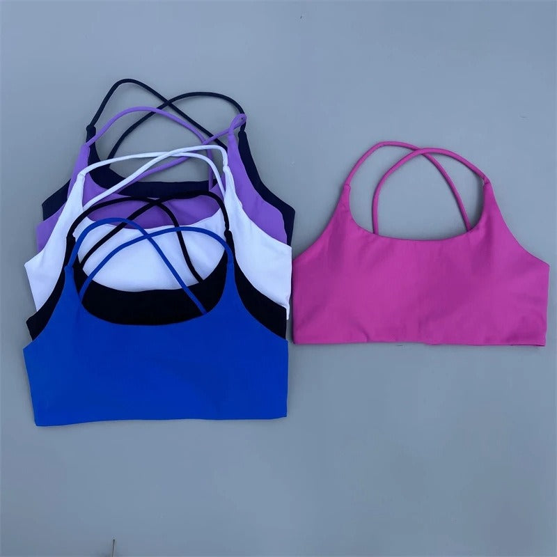 Candy colored nude fitness bra, outdoor tight running sports bra, shock-absorbing and quick drying fitness suit top