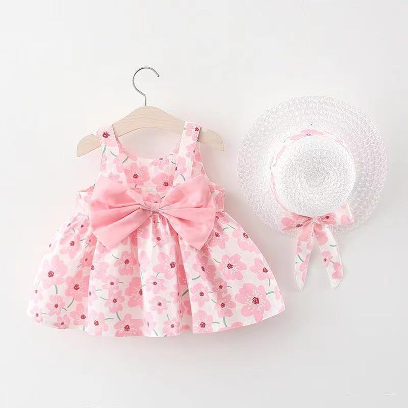 Children's Clothing Summer New Children's Skirts Baby Girl Dresses Big Bow Skirt On The Chest