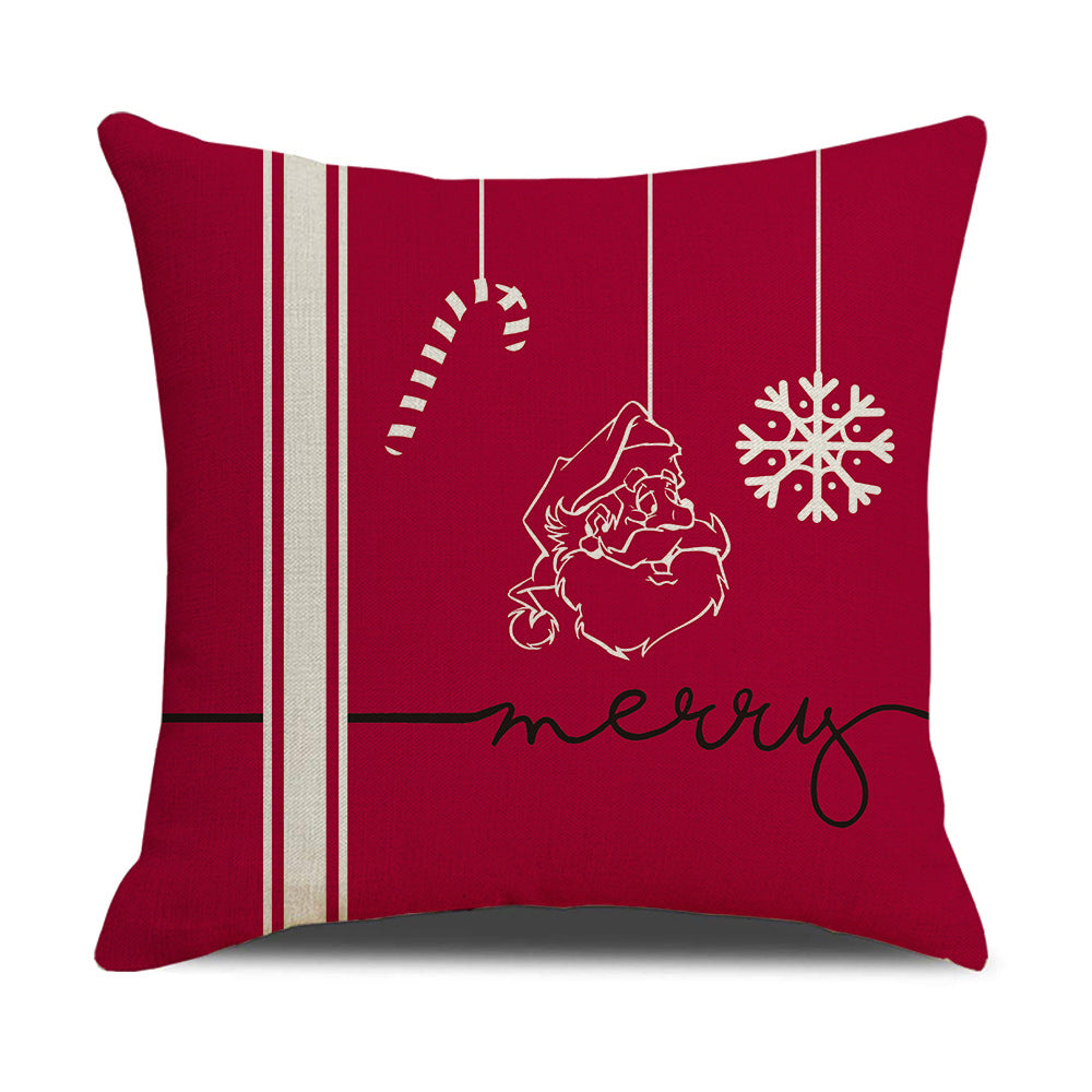 Pink cartoon Christmas linen pillowcase, sofa cushion, home goods pillowcase