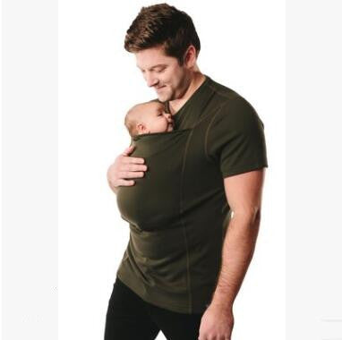 Multifunction Shirts Plus Size Baby Carrier Clothing Kangaroo T-Shirt For Father Mother With Baby Short-sleeve Big Pocket Tops