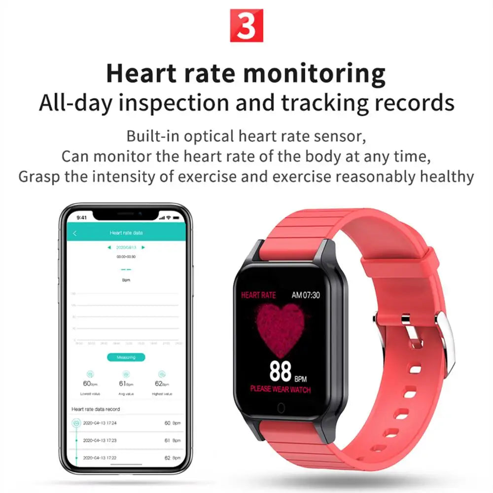 Body Temperature Smart Watch T96 Heart Rate Blood Pressure Fitness Tracker Bluetooth Smart Bracelet