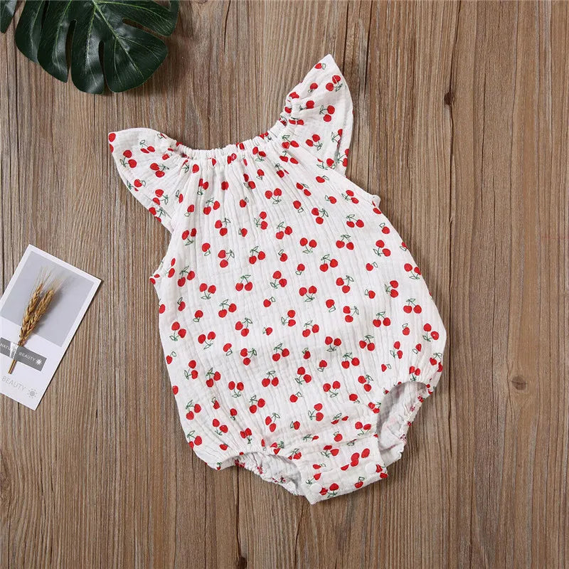 0-24M Newborn Baby Girls Bodysuit Summer Infant Sleeveless Girls Print One-piece Jumpsuit Baby Cotton Linen Soft Clothes Outfits