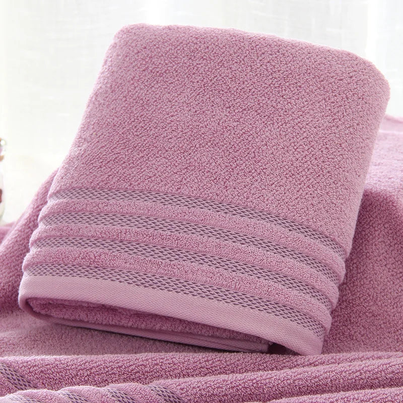 New Stripe Cotton Towel Bath Towel of Three Sets Solid Color Thicken Bathroom Towels Set